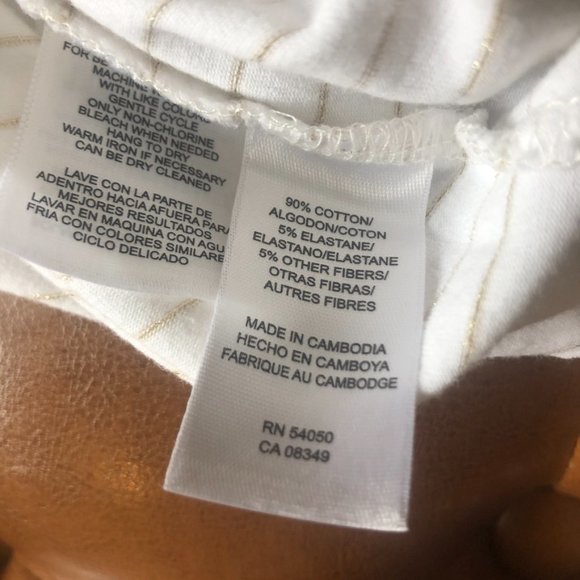 Jones New York Stretch Cotton Gold Stripe Tee - Picture 8 of 8